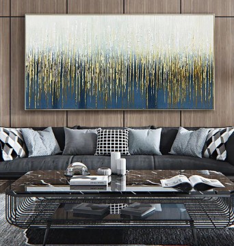 Abstract and Decorative Painting - blue Golden Rainwater wall decor